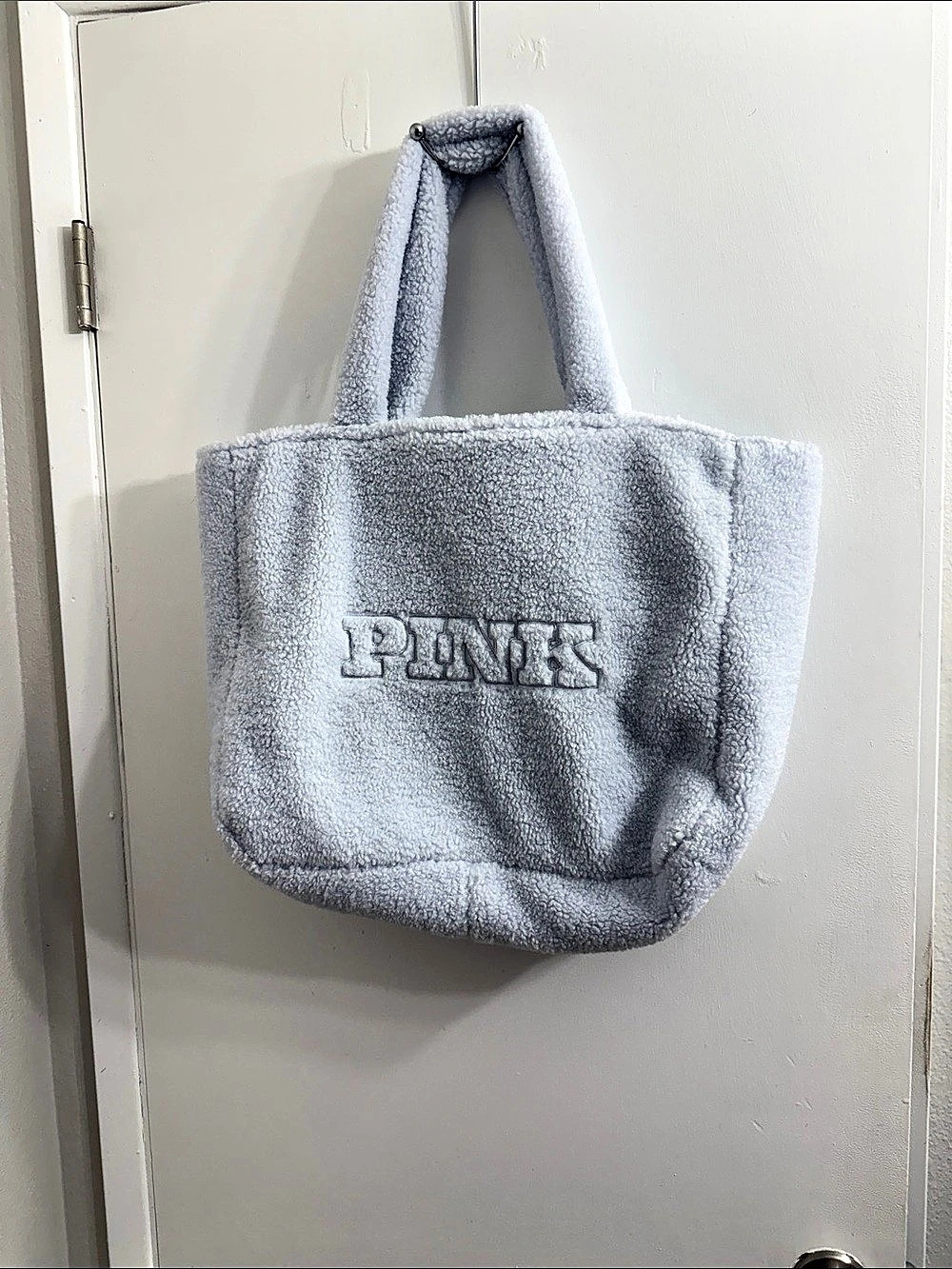 PINK Sherpa Tote in Gray Like New